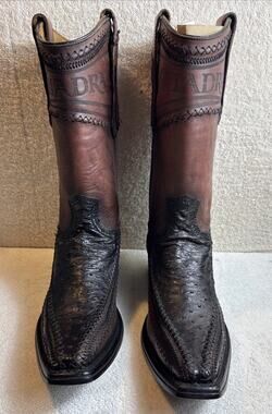 Cuadra Men Ostrich Urban Western Boot - Handmade Cuadra Boots Size 8 E